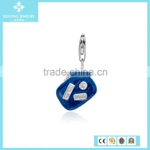 Wholesale Charm Pendant Engraveable Round Initial Charm in Sterling Silver thumbnail-3
