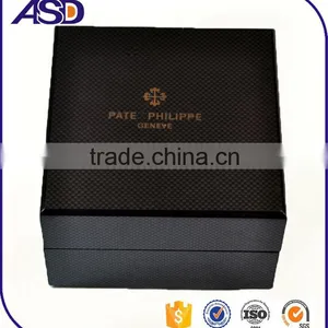 Custom Logo Printed Gray Plaid Top Quality Wood & PU Watch Box thumbnail-3