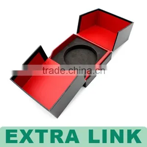 Custom Logo Printed Wholesale Products Matte Black Magnetic Wine Glass Bottle Cup Gift Boxes With EVA Form thumbnail-1