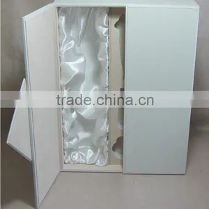 Wholesale Factory Custom Leather 2 Bottles of Red Wine Box, Beautiful White Gift Box thumbnail-5