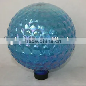 10" Blue Hand Blown GLASS Ball in Garden thumbnail-1