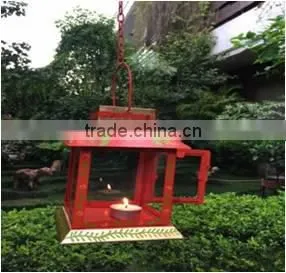 Lantern With Mtaching Hanging Chain In Orange thumbnail-1