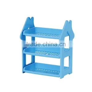 3-Shelf Multifunction Shelving Unit Plastic Storage Rack With Home Shape Wine Organizer thumbnail-4