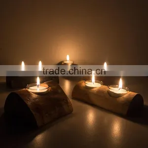 New Style Cheap Wood Chunk Tealight Candle Holder for Wedding thumbnail-1