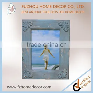 Promotional Shabby Chic Wood Printing Photo Frame With Blue Colour for Home Decoration thumbnail-5