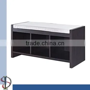 Black Wooden Storage Bench thumbnail-1