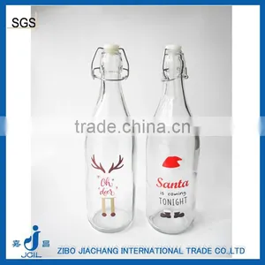 1 Liter Christmas Printing Vintage Style Glass Clip Top Preserve Bottles thumbnail-1