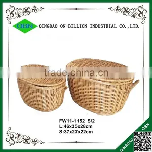 Wicker Knitting Picnic Basket Wicker Hamper Basket With Lid thumbnail-1