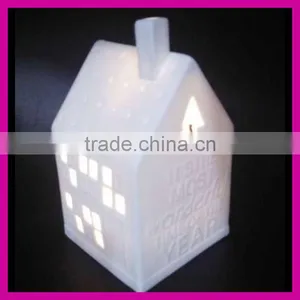 Plain White Ceramic Energy Saving LED House for Indoor X'mas Decoration thumbnail-1