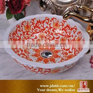 Hot Selling Porcelain Flowers Design Jingdezhen Wash Basin Ceramic thumbnail-1