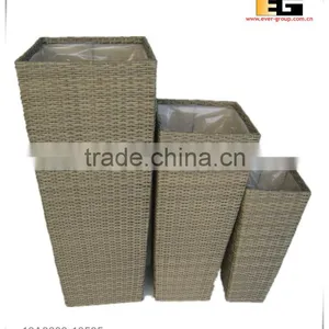 PE/Plastic Rattan Square With Liner Deco Flower Vase thumbnail-3