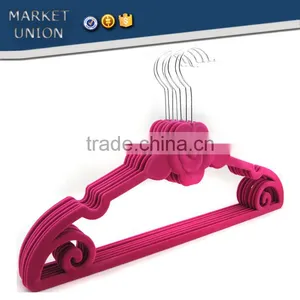 ABS Plastic Rose Shape Velvet Antiskid Hanger Flocking Clothes Hanger With Pulley,ABS,Nylon Villi,Chrome Plated Hook thumbnail-4