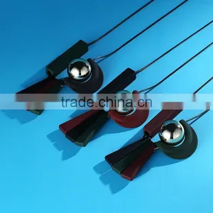 Geometric Moon Sun Necklace Geometric Long Rubber Rectangle Strips Pendant Necklace Geomotric Jewelry thumbnail-5