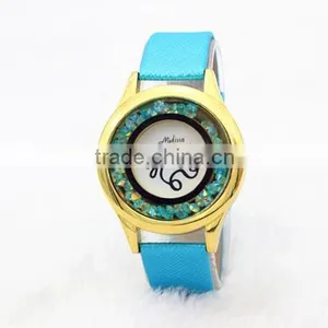 2017 Round Dial Vogue Women's Sexy Quartz Watch With Crystal Diamond thumbnail-1