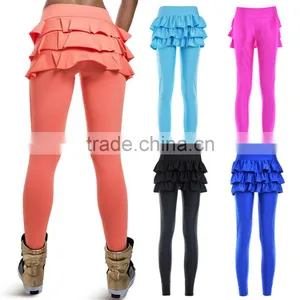 Hot Selling Red Blue Black False Two-piece Pant Legging With Skirt Women's Fashion Leggings With Mini Skirts thumbnail-1