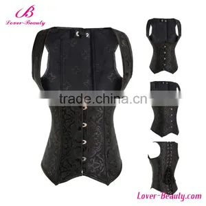 Black Jacket Style Plus Size Sport Corset Underbust thumbnail-1