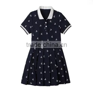 New Summer School Girls' One-piece Dress 2017 Stamp Short Sleeve Dress thumbnail-2