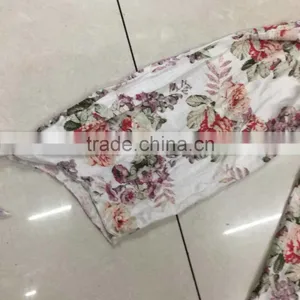 Cheap Boat Neck Mid-sleeve Flower Print Women Tops Factory Closeouts thumbnail-2