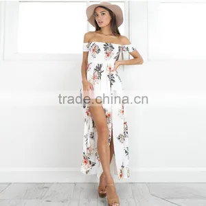 Maxnegio off Shoulder Backless Bohemian Girls Smoking High Slit Dress thumbnail-5
