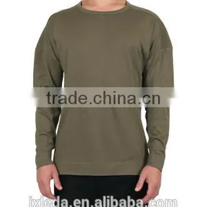 Soft Comfort Stretch Men's Standard Long Sleeve Drip Shoulder Solid Color Crew Neckline Tees thumbnail-1
