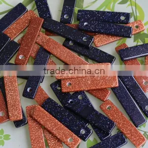 Single Hole Long Gold Sand and Blue Sand Stone Charms Pendant Jewelry Accessories for Necklaces thumbnail-3