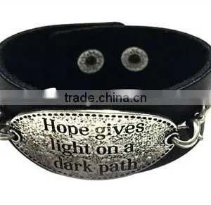 Custom Words Charms Leather Bracelet,antique Men Leather Bracelets,stylish Leather Wristband thumbnail-6