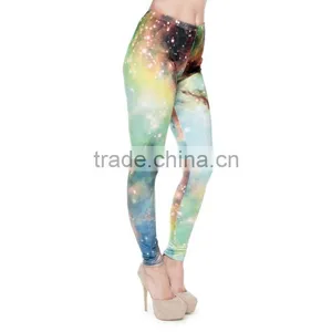 Universe Green Light Galaxy Space Color Block Gym Pant Leggings thumbnail-2