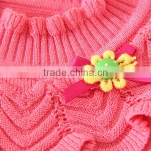 Newest Hot Sale Floral Appliqued Kids Clothing Pullover Girl's Red Long Sleeved Swaters for Girls thumbnail-3