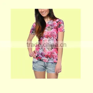 Colorful Full Custom Design Sublimation T-shirt for Ladies thumbnail-1