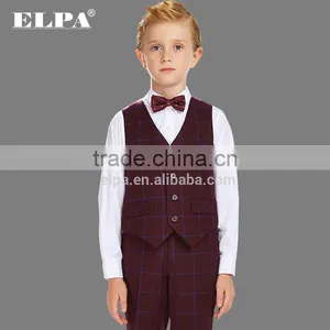 ELPA NXB0055 Fancy Burgundy Three Pieces Boy Suits for Show thumbnail-3