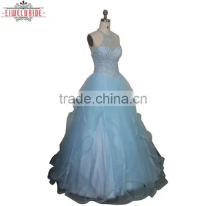 Custom A Line Halter Beading Wedding Dress thumbnail-2