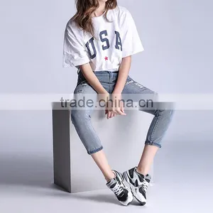 New Arrival Plus Size Ripped Denim Jeans for Womens thumbnail-2