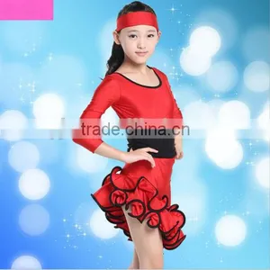 New Kid RED/Black Party Latin Salsa Dancwear Dress Girls Leotard Dancing Costume thumbnail-3