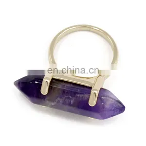 Latest Design Ladies Girl's Bullet Crystal Quartz Natural Stone Rings thumbnail-4