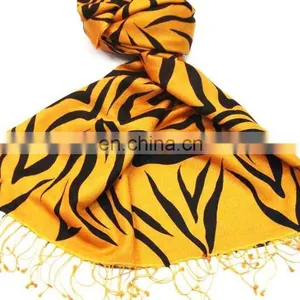 Silk Pashmina Wool With Zebra Print Scarves for Women or Snake Print thumbnail-5