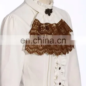 Steampunk RQBL Women's High Collar Longsleeve Blouse With Jabot thumbnail-2