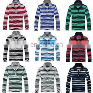 China Supplier 2016 Fashion Wholesale Clothing Man Cheap Polo Shirt Stripe Design Cotton Men's Long Sleeve Polo Shirt thumbnail-1