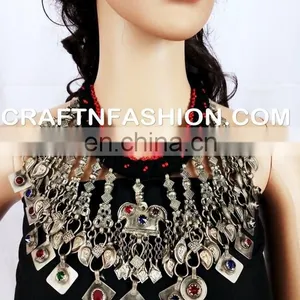 Vintage Old Coin Tribal Bellydance Set Afghan Kuchi Old 1960s Necklace- Tribal Necklace - Afghan Jewelry thumbnail-3