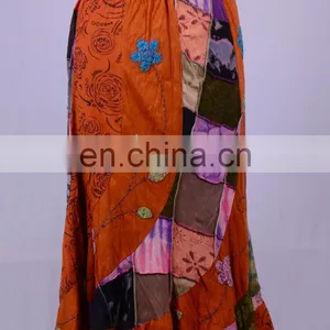Vintage Patchwork Colorful Boho Maxi Skirt HHCH 127 A thumbnail-1