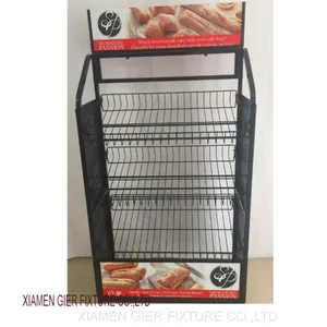 Metal Mesh Basket Shelf Bakery Removable Tiered Bread Wire Display Rack thumbnail-4