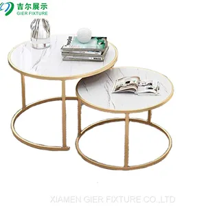 Golen Modern Marbling Round Tea Table Sofa Side Simple Wrought Steel Coffee Table thumbnail-3