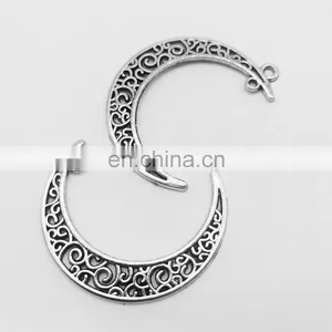 Good Price Metal Making Accessories Metal Double Hole Hollowing Out Crescent Shape Charm Pendant Zinc Alloy Jewelry thumbnail-1