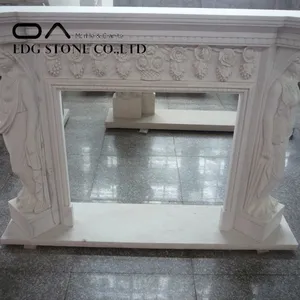 Factory Wholesale White Marble Fireplace thumbnail-1