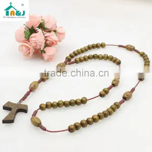 Wholesale Religious Wood Beads Cord Rosary thumbnail-5