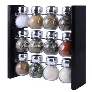12 Jars MDF Spice Rack Organization Kitchen Ware Spice Rack Set thumbnail-1