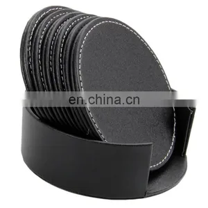 Leather Drink Coasters With Holder thumbnail-1