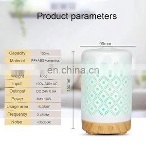 Decorations For Home 100ml Usb Ceramic Humidifier Cool Mist Essential Oil Diffuser Wood Grain 7 Colorful Led Light Machine thumbnail-5