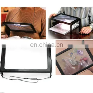 3X LED Lighted Table Magnifier Magnifying Glass Lamp A4 Reading Aid Loupe thumbnail-2