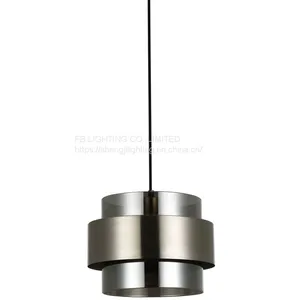 Modern Glass Hanging Lamp Restaurant Coffee Bar Suspension Lighting Fixture SATIN NICKEL Iron SMOKING Glass Shade Creative Pendant Light Chandelier thumbnail-1
