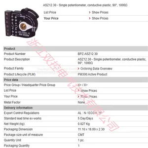 ASZ12.30 BPZ:ASZ12.30 MFN:ASZ12.30 Siemens Single Potentiometer thumbnail-1